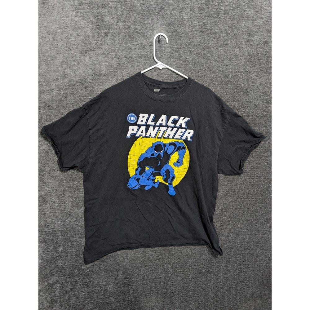 Marvel Black Panther Graphic T-Shirt Mens 2XL Black Short Sleeve Raw Hem 1927